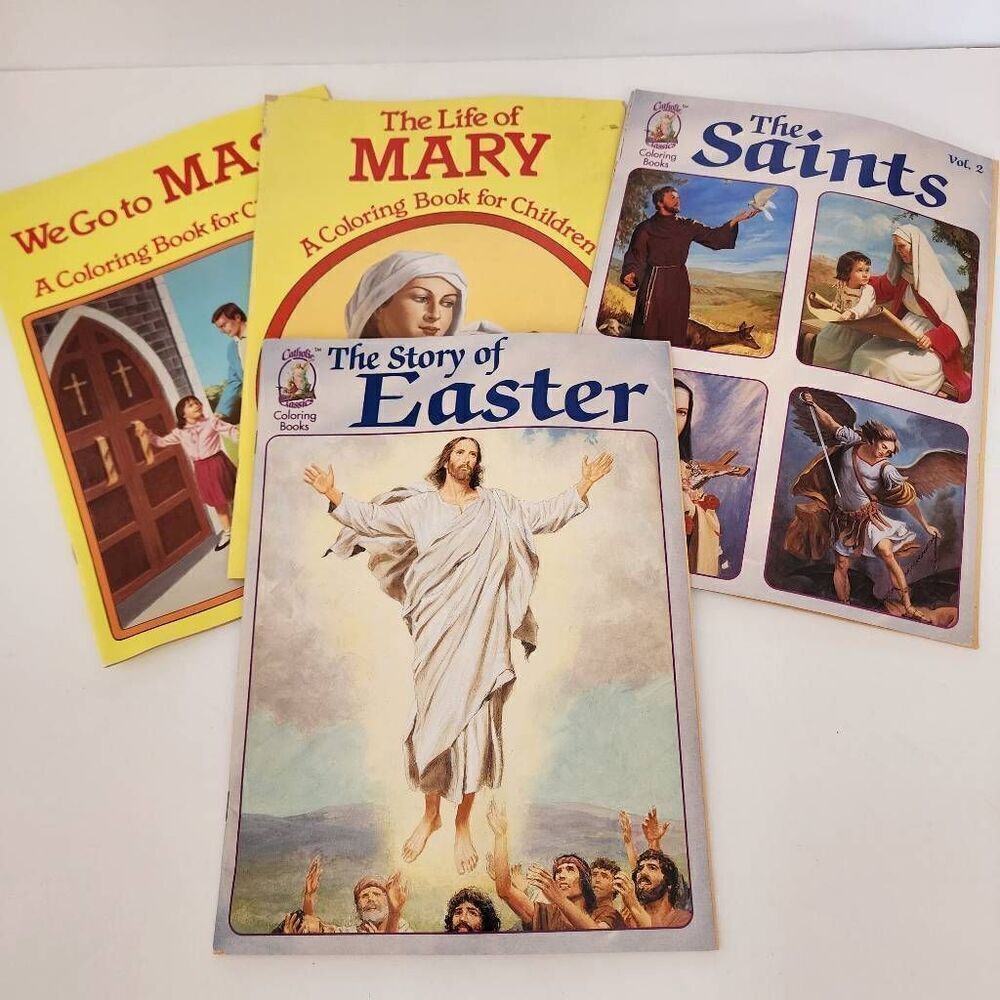 Lot of 4 Vintage Religious Coloring Books